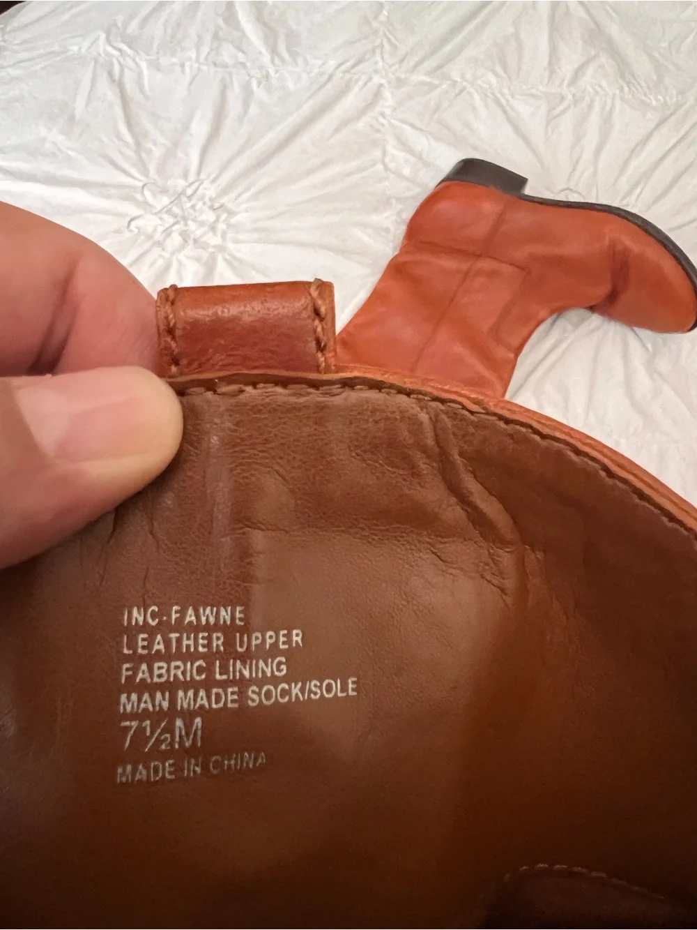 INC International Concepts Tall Leather Riding Boots in Cognac Brown